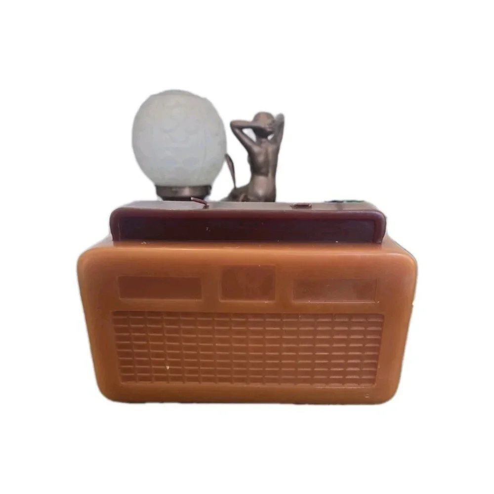 New Vintage Brown Large Tube Radio Figural Candle Room Decor Man Cave